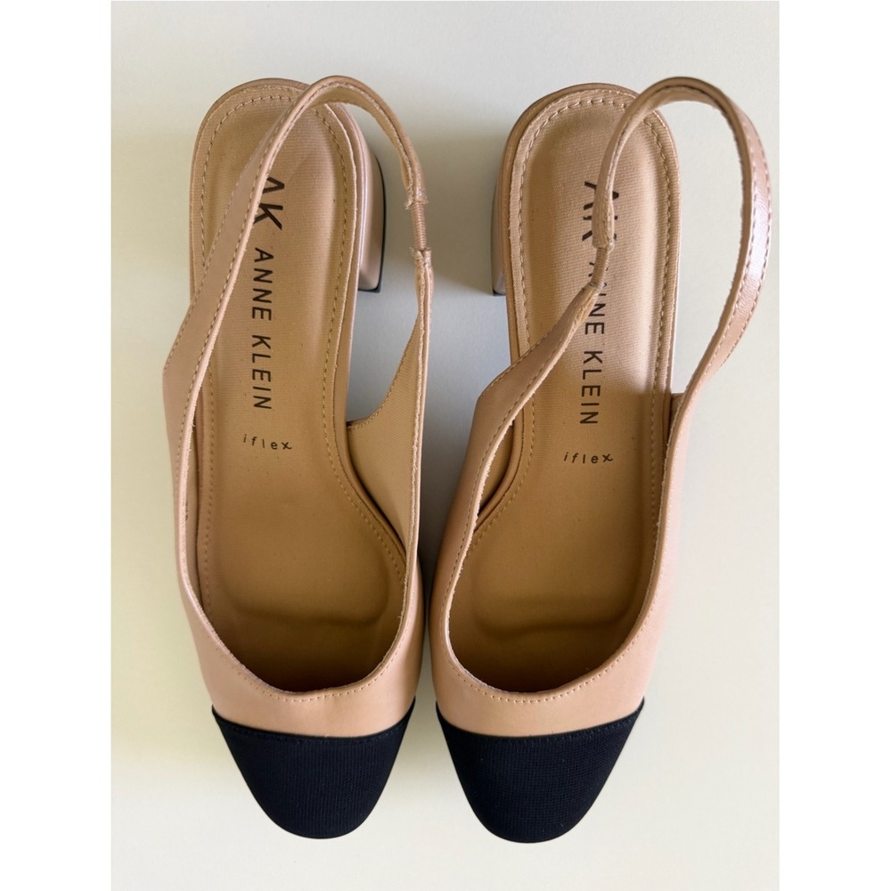 Anne Klein iflex Cap-Toe Slingback Block Heel Pumps 10M Classic Minimalist